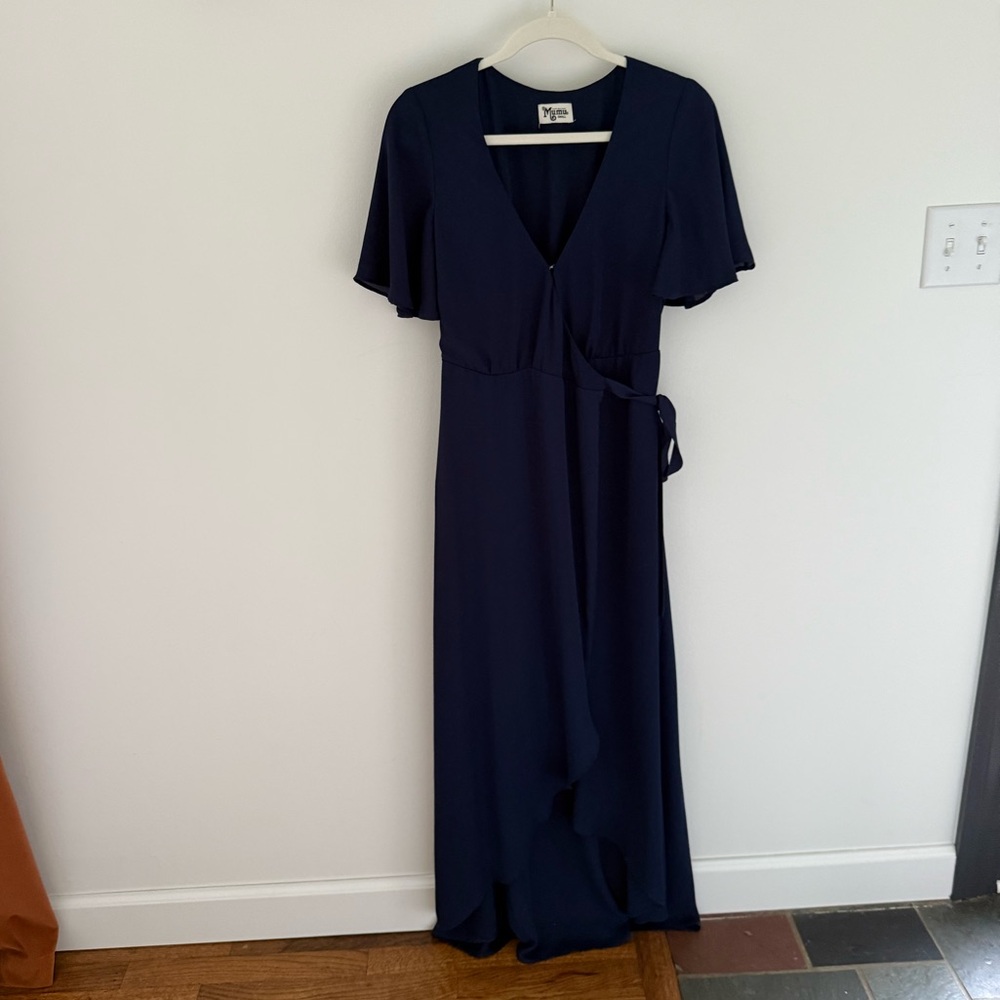 Show Me Your MuMu Navy Blue Wrap Dress